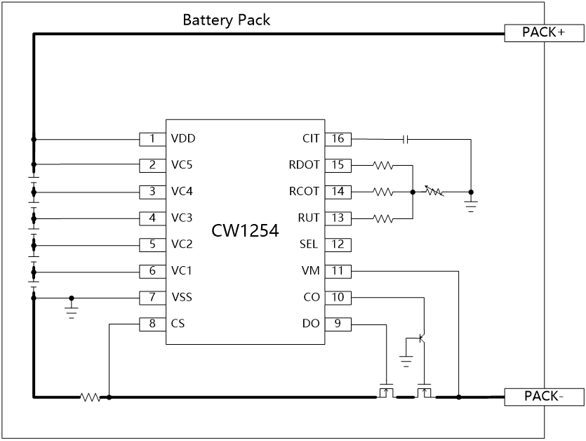CW1254 ´ø³äµç¹ýÁ÷±
£»¤µÄ4~5´®±
£»¤IC